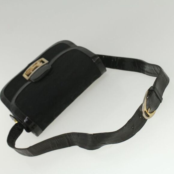 Pre Loved CELINE  C Macadam Canvas Horse Carriage Shoulder Bag Black Auth bs8998 - Picture 7 of 10